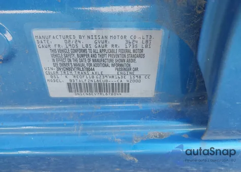 2024 Nissan Versa 1.6 Sv from USA, damaged, VIN 3N1CN8EV7RL878044